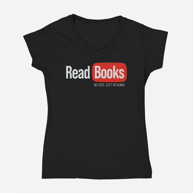 No Ads Just Reading-Womens-V-Neck-Tee-NMdesign