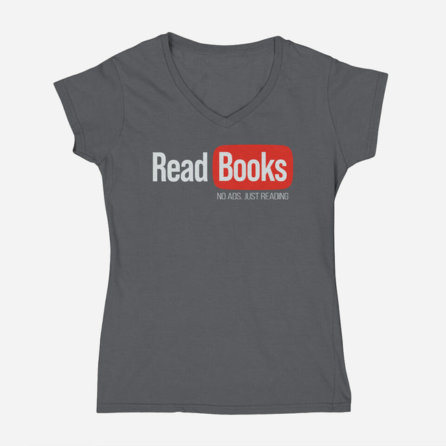 No Ads Just Reading-Womens-V-Neck-Tee-NMdesign
