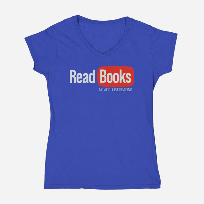 No Ads Just Reading-Womens-V-Neck-Tee-NMdesign