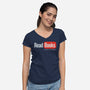 No Ads Just Reading-Womens-V-Neck-Tee-NMdesign
