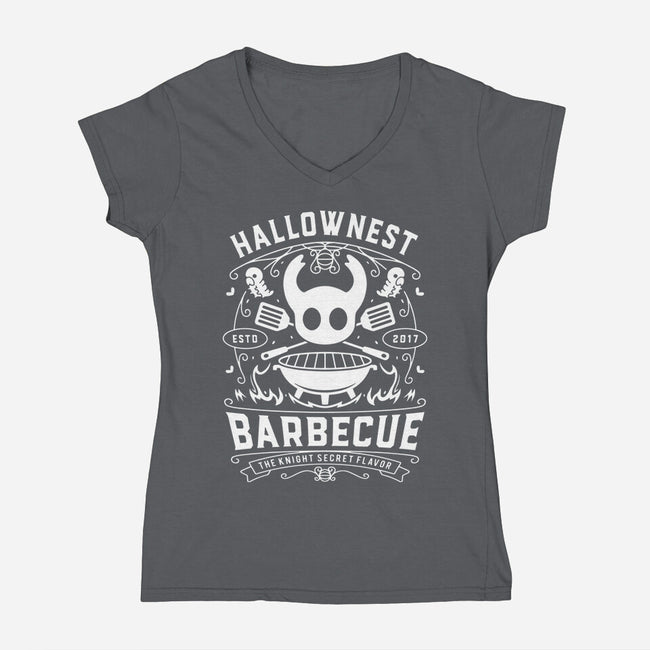 Hallownest Barbecue Emblem-Womens-V-Neck-Tee-LAGELANTEE