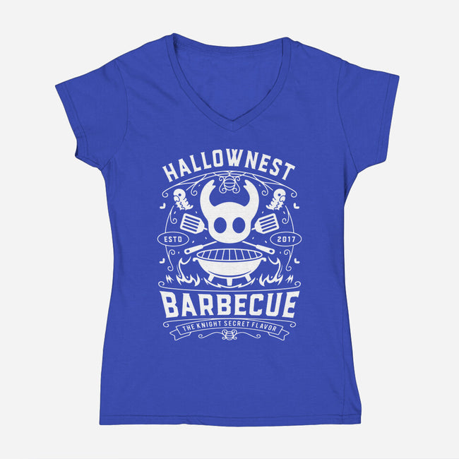 Hallownest Barbecue Emblem-Womens-V-Neck-Tee-LAGELANTEE