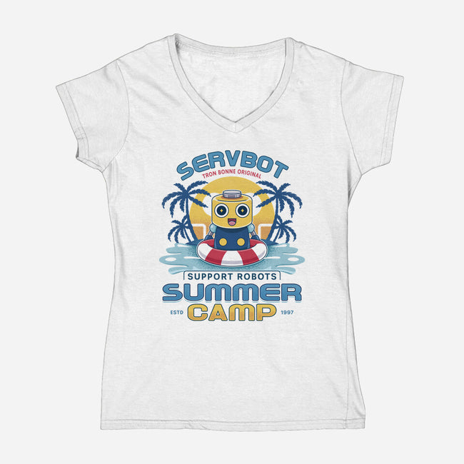 Servbot Summer Camp Vintage-Womens-V-Neck-Tee-LAGELANTEE