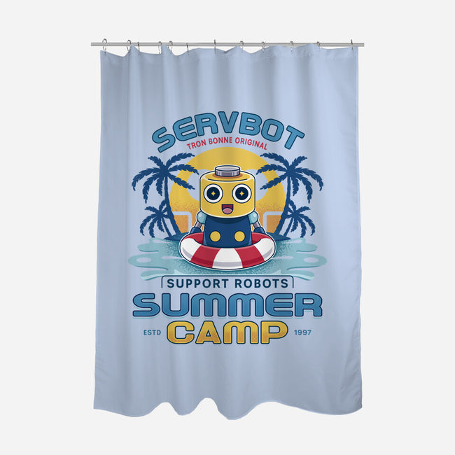 Servbot Summer Camp Vintage-None-Polyester-Shower Curtain-LAGELANTEE