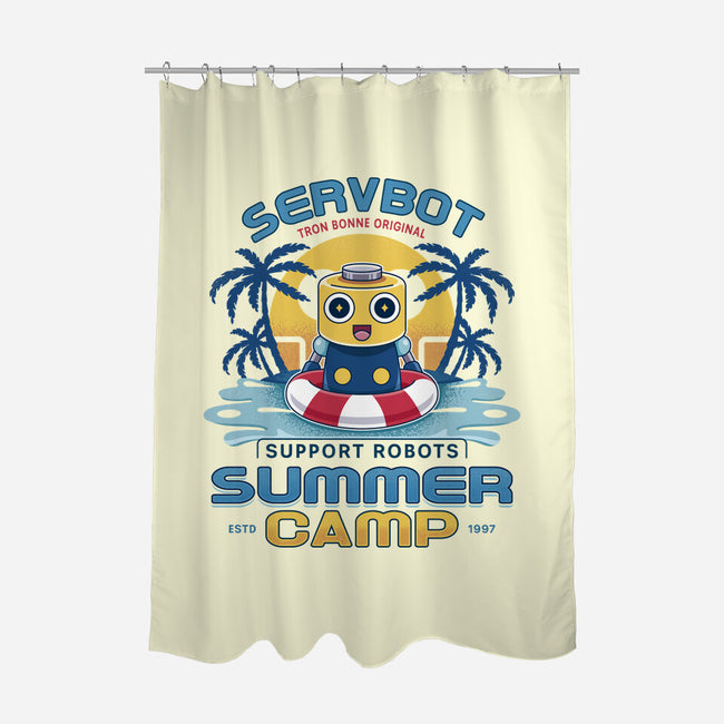 Servbot Summer Camp Vintage-None-Polyester-Shower Curtain-LAGELANTEE
