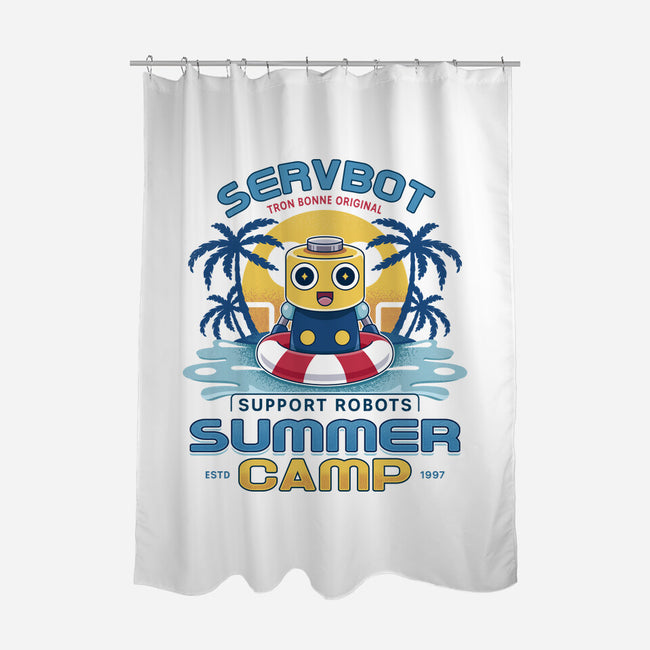 Servbot Summer Camp Vintage-None-Polyester-Shower Curtain-LAGELANTEE