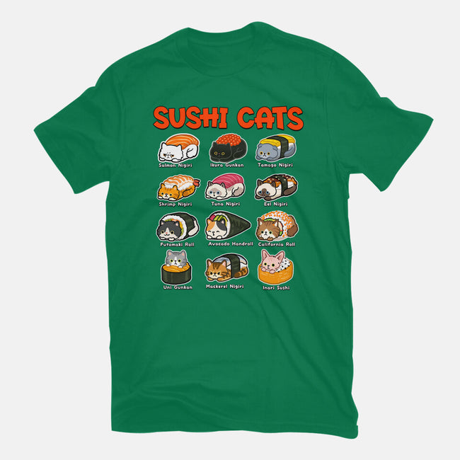 Kawaii Sushi Cats-Womens-Fitted-Tee-GoshWow
