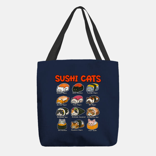 Kawaii Sushi Cats-None-Basic Tote-Bag-GoshWow