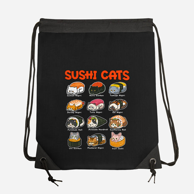 Kawaii Sushi Cats-None-Drawstring-Bag-GoshWow