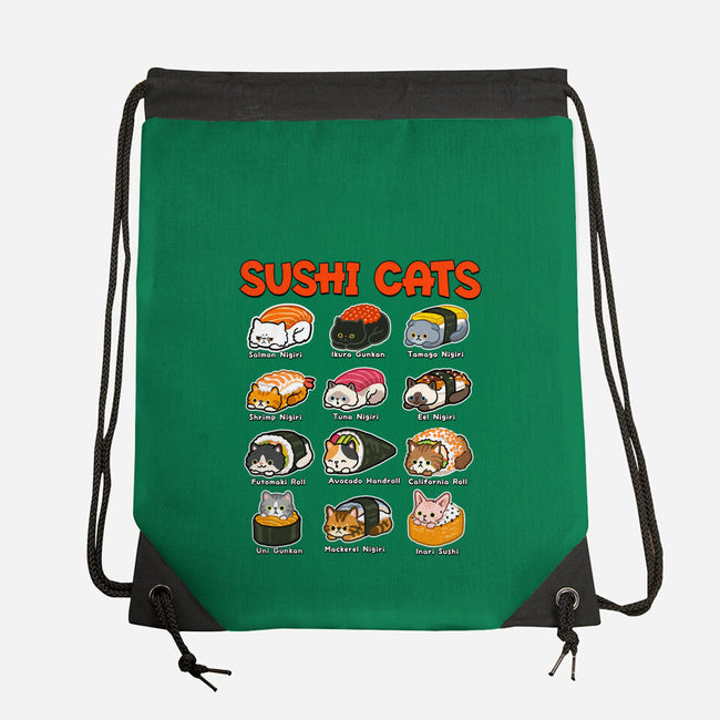 Kawaii Sushi Cats-None-Drawstring-Bag-GoshWow
