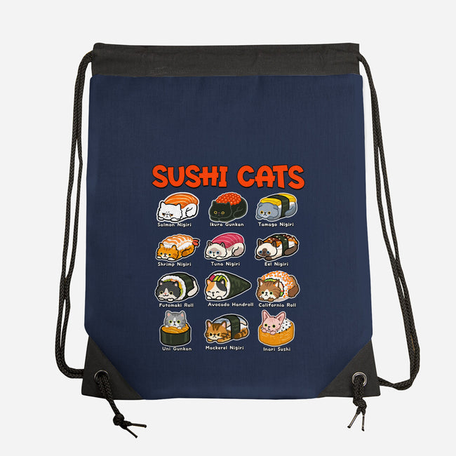 Kawaii Sushi Cats-None-Drawstring-Bag-GoshWow