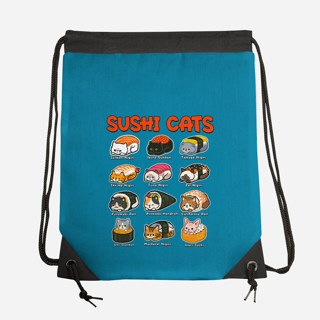Kawaii Sushi Cats-None-Drawstring-Bag-GoshWow