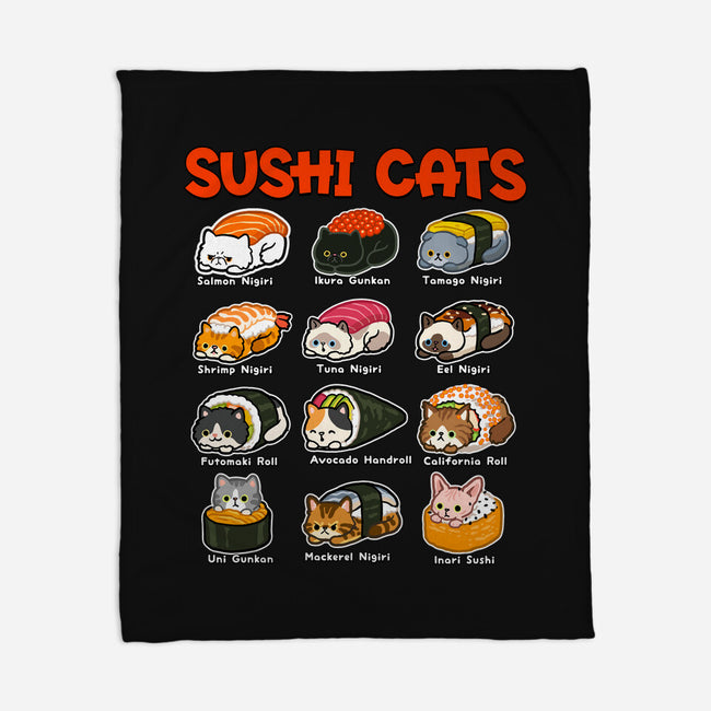 Kawaii Sushi Cats-None-Fleece-Blanket-GoshWow
