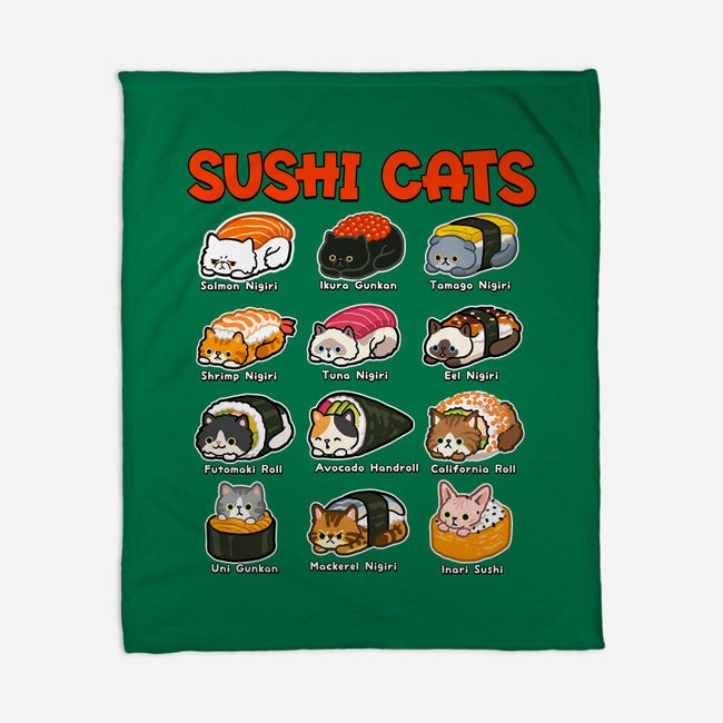 Kawaii Sushi Cats-None-Fleece-Blanket-GoshWow