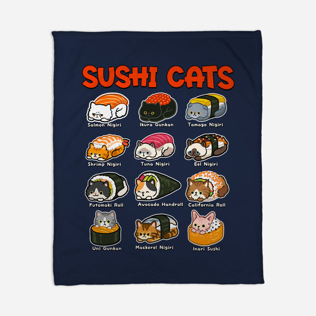 Kawaii Sushi Cats-None-Fleece-Blanket-GoshWow