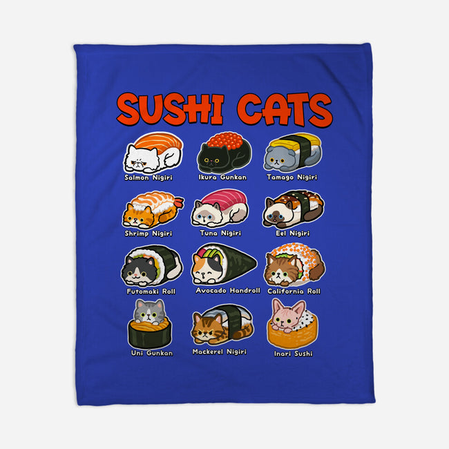 Kawaii Sushi Cats-None-Fleece-Blanket-GoshWow