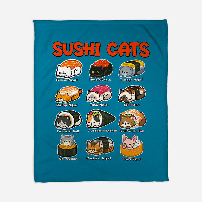 Kawaii Sushi Cats-None-Fleece-Blanket-GoshWow
