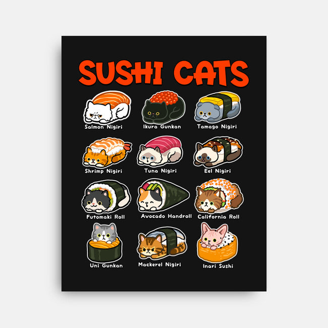 Kawaii Sushi Cats-None-Stretched-Canvas-GoshWow