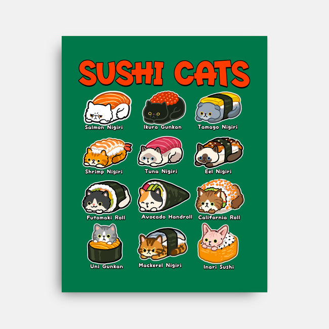 Kawaii Sushi Cats-None-Stretched-Canvas-GoshWow