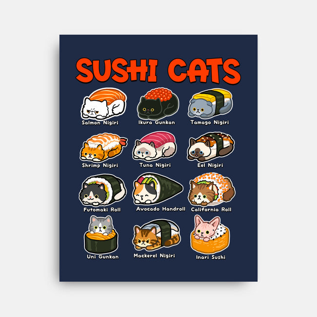 Kawaii Sushi Cats-None-Stretched-Canvas-GoshWow