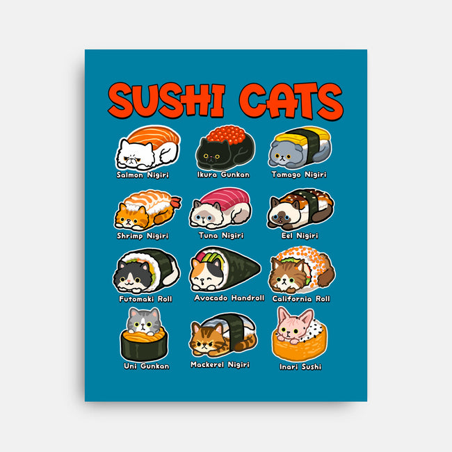 Kawaii Sushi Cats-None-Stretched-Canvas-GoshWow