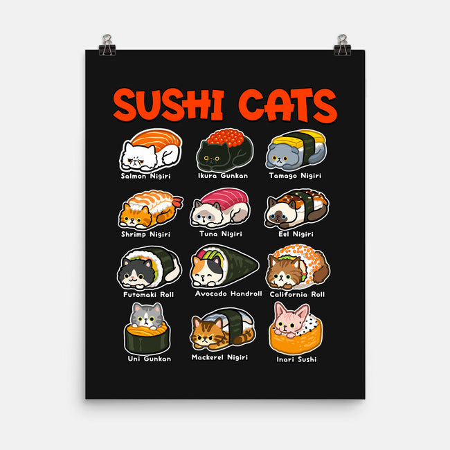Kawaii Sushi Cats-None-Matte-Poster-GoshWow