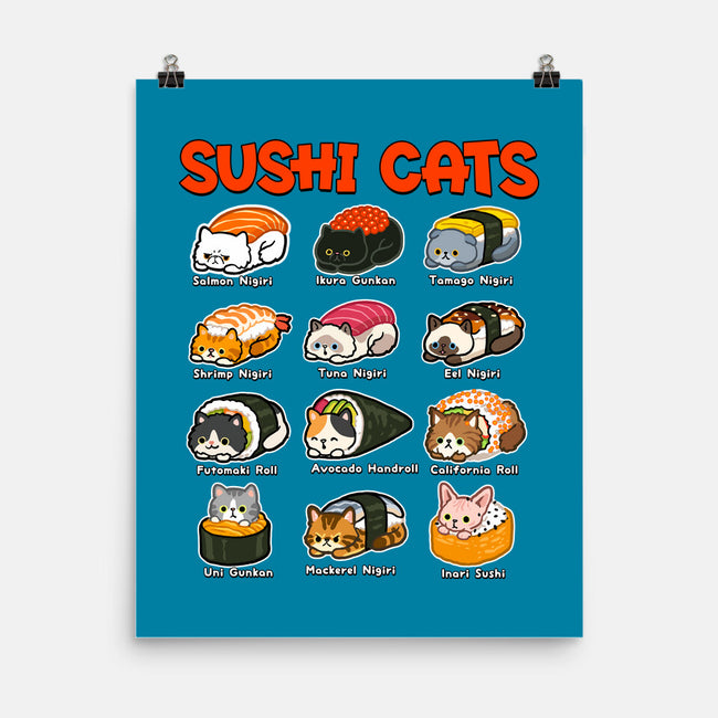 Kawaii Sushi Cats-None-Matte-Poster-GoshWow