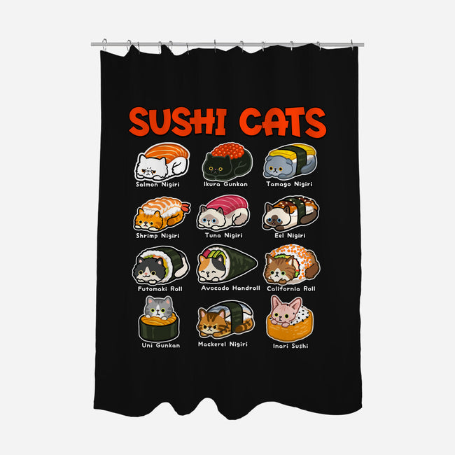 Kawaii Sushi Cats-None-Polyester-Shower Curtain-GoshWow