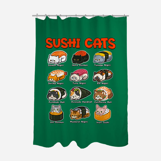 Kawaii Sushi Cats-None-Polyester-Shower Curtain-GoshWow