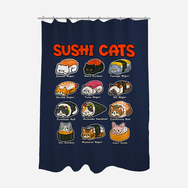 Kawaii Sushi Cats-None-Polyester-Shower Curtain-GoshWow