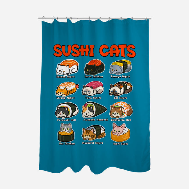 Kawaii Sushi Cats-None-Polyester-Shower Curtain-GoshWow
