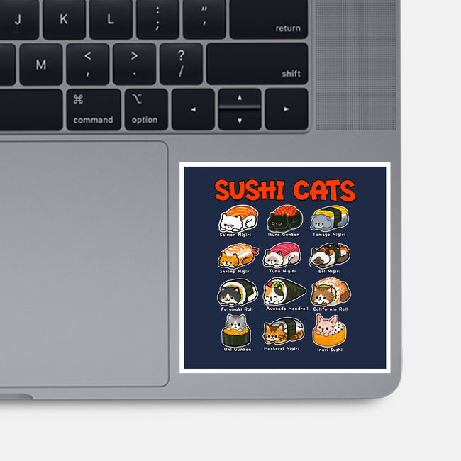 Kawaii Sushi Cats-None-Glossy-Sticker-GoshWow