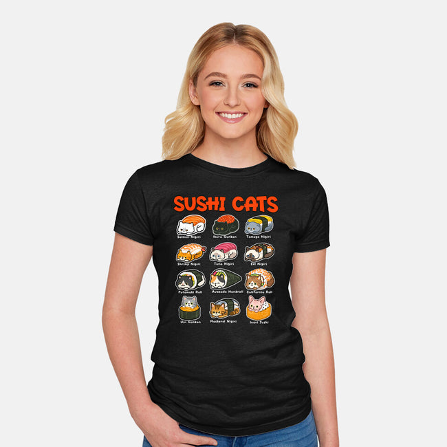 Kawaii Sushi Cats-Womens-Fitted-Tee-GoshWow