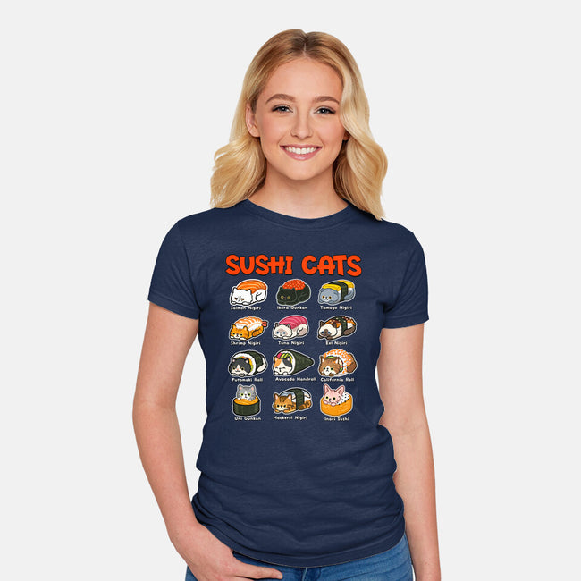 Kawaii Sushi Cats-Womens-Fitted-Tee-GoshWow