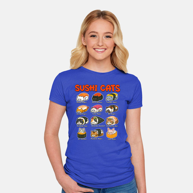 Kawaii Sushi Cats-Womens-Fitted-Tee-GoshWow