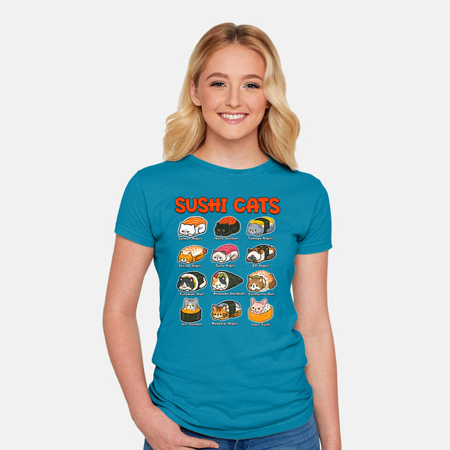 Kawaii Sushi Cats-Womens-Fitted-Tee-GoshWow