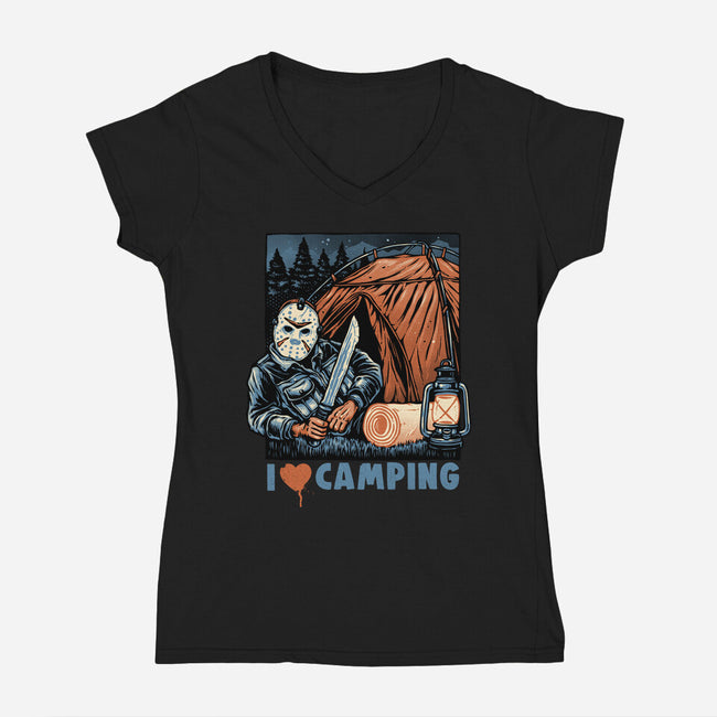 In Love With Camping-Womens-V-Neck-Tee-glitchygorilla