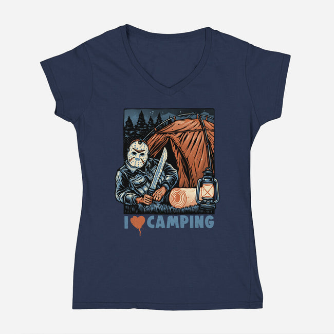 In Love With Camping-Womens-V-Neck-Tee-glitchygorilla