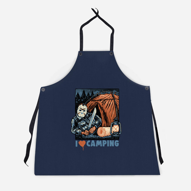 In Love With Camping-Unisex-Kitchen-Apron-glitchygorilla