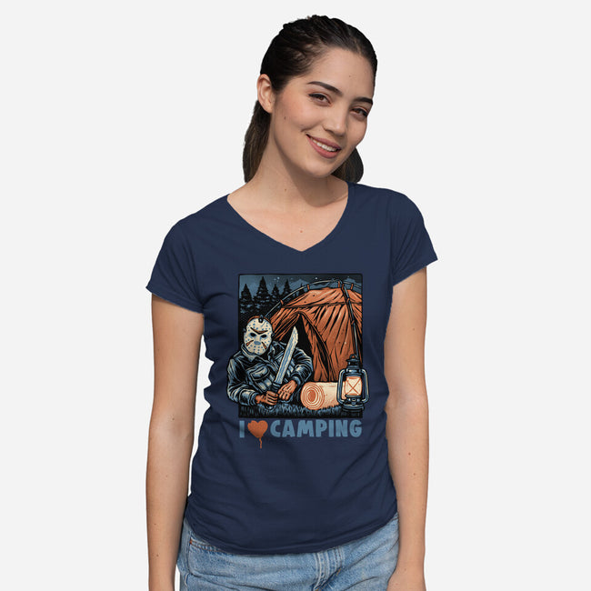 In Love With Camping-Womens-V-Neck-Tee-glitchygorilla
