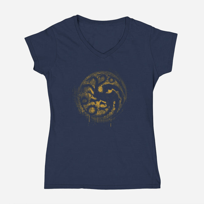 Fire Blood-Womens-V-Neck-Tee-rocketman_art