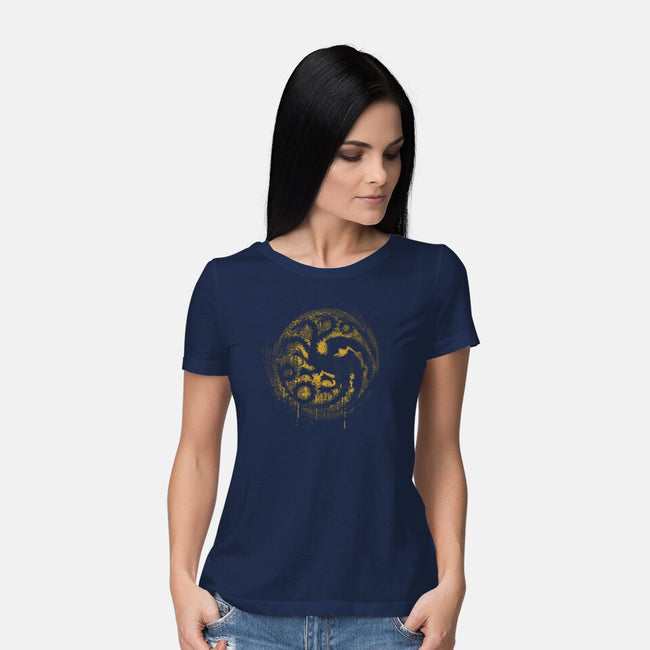 Fire Blood-Womens-Basic-Tee-rocketman_art