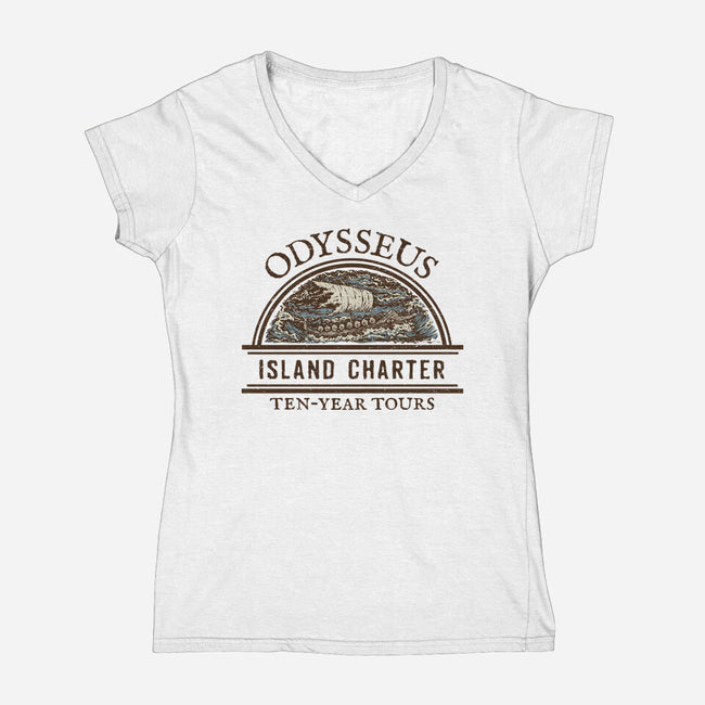 Ten-Year Boat Tours-Womens-V-Neck-Tee-kg07