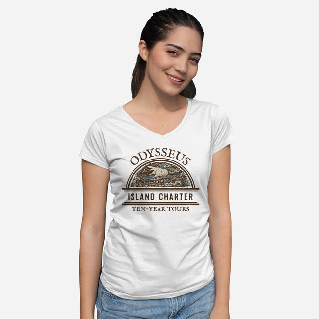 Ten-Year Boat Tours-Womens-V-Neck-Tee-kg07