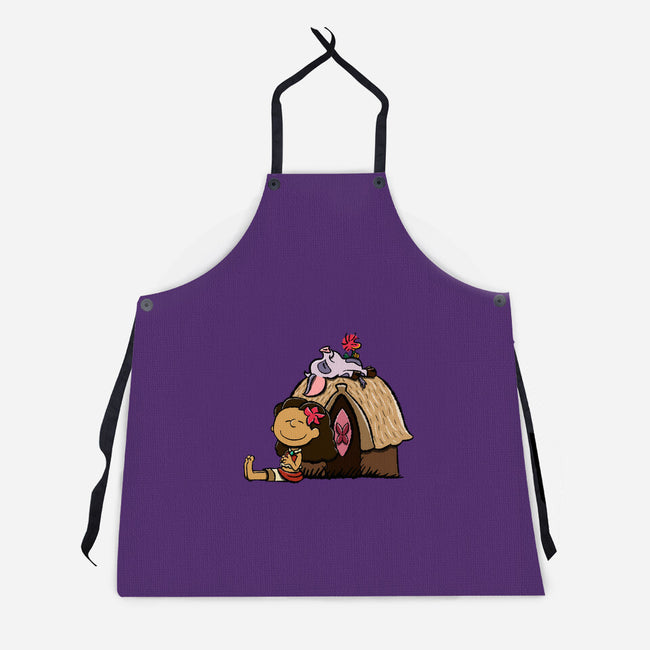Happiness Is Considering The Coconut-Unisex-Kitchen-Apron-DrawnByBryan