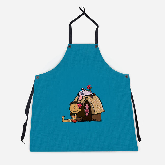 Happiness Is Considering The Coconut-Unisex-Kitchen-Apron-DrawnByBryan