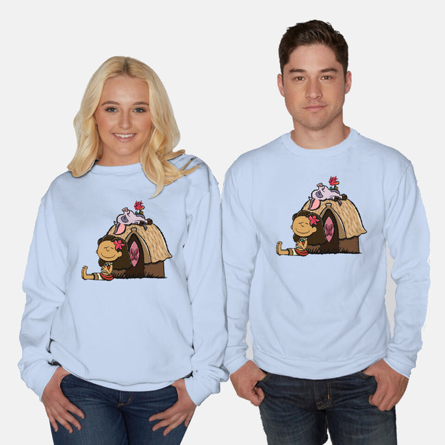 Happiness Is Considering The Coconut-Unisex-Crew Neck-Sweatshirt-DrawnByBryan