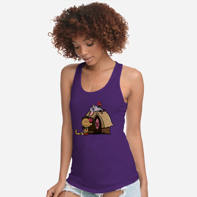 Happiness Is Considering The Coconut-Womens-Racerback-Tank-DrawnByBryan