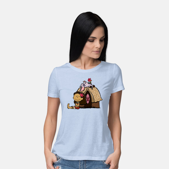 Happiness Is Considering The Coconut-Womens-Basic-Tee-DrawnByBryan