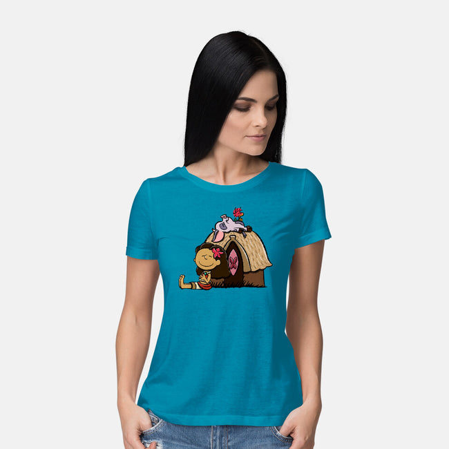 Happiness Is Considering The Coconut-Womens-Basic-Tee-DrawnByBryan